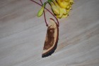 Kette mit einem Stück des Holzes vom Pflaumenbaum am Lederband (KBP3)